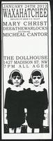 Poster for a performance by Waxahatchee, Mary Christ, Dee and The Warlocks, and  Michael Cantor at the Dollhouse on January 24th 2012