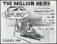 Flier for premiere of 'The Million Heirs' by Pam Kray at d.c. space, June 20, 1988