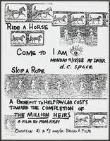 Flier for benefit for completion of Pam Kray film 'The Million Heirs'  at d.c. space, April 18, 1988