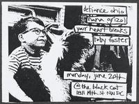 Flier for a concert featuring Defiance Ohio, Nana Grizol, Your Heart Breaks, and Toby Foster at the Black Cat, June 20
