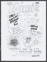 Flier for a concert featuring Chris Forsyth's Paranoid Cat Duo, Matta Gawa, and a mystery band at the Back Alley Theatre, May 26, 2011
