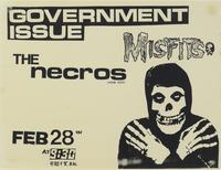 Flier for a concert featuring Government Issue, Misfits, and The Necros, February 28