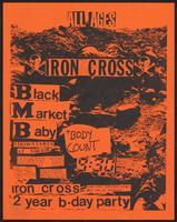 Poster for an all-ages concert featuring Iron Cross, Black Market Baby, and Body Count at the 9:30 Club, May 15